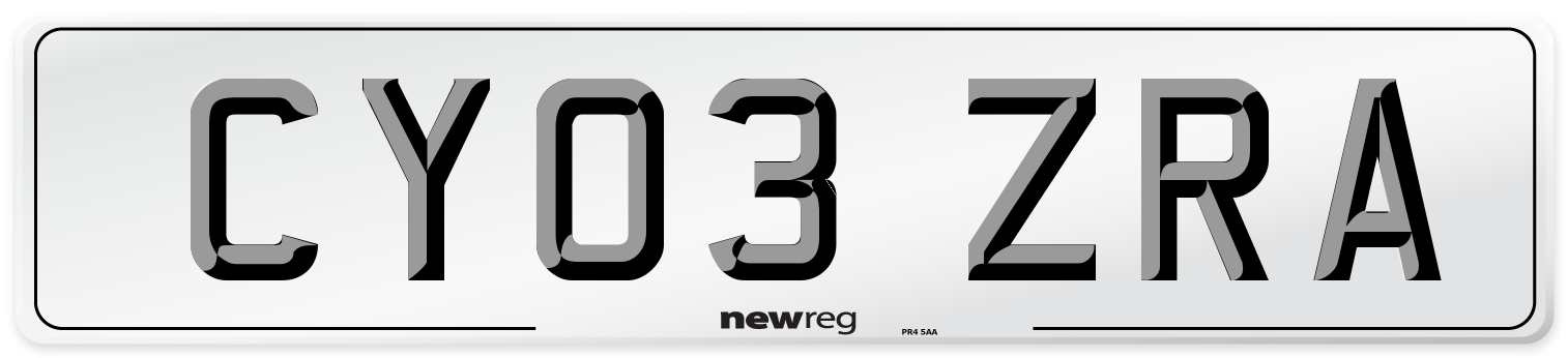 CY03 ZRA Number Plate from New Reg
